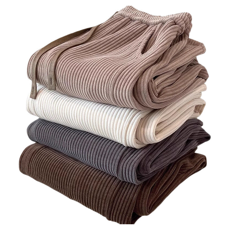 Lined corduroy pants with a wide leg