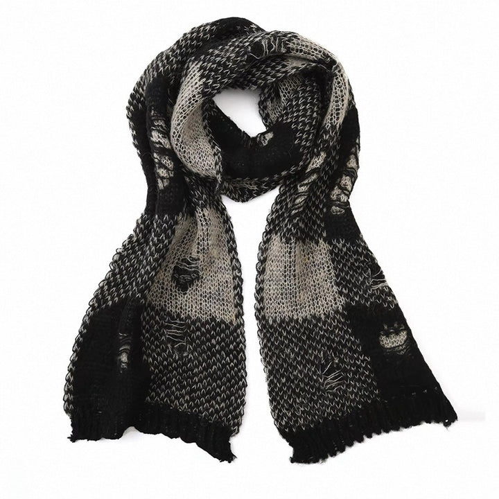Checked knitted scarf in used look, 165 cm