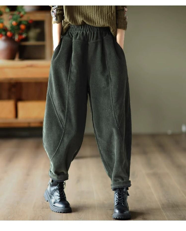 Women's corduroy pants, carrot shape, lined