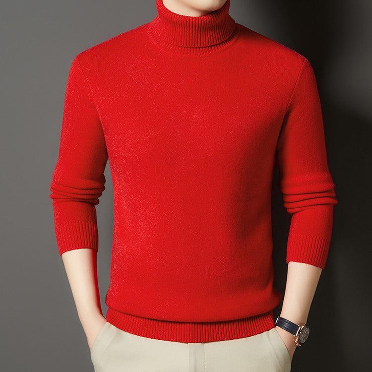 Men's turtleneck sweater with wool content, thick
