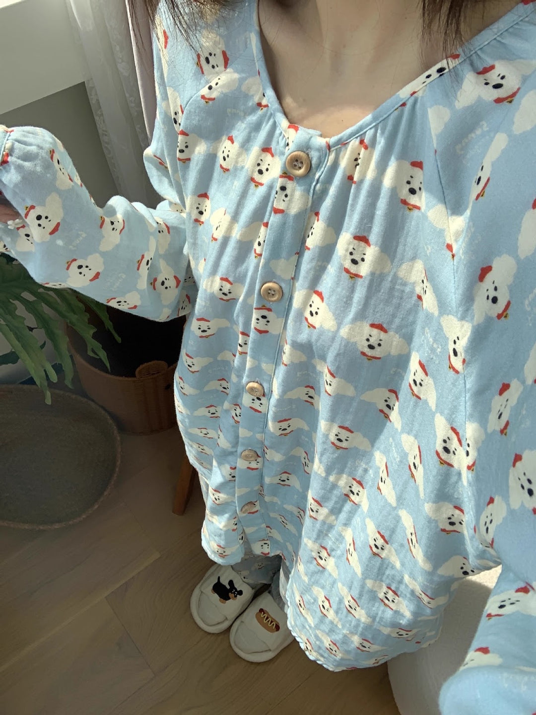 Women's pajamas made of double-layer cotton muslin