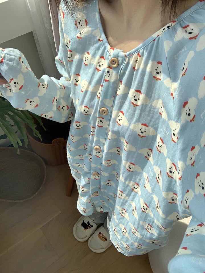 Women's pajamas made of double-layer cotton muslin