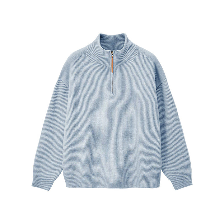 Men's knit pullover with half zipper