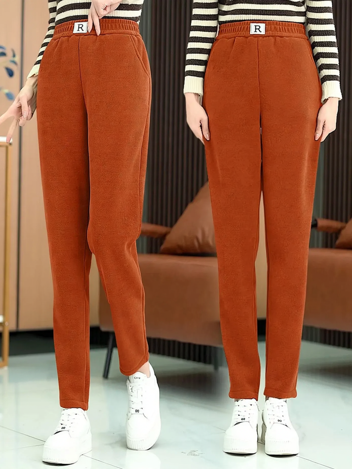 Padded corduroy jogging pants with high waistband