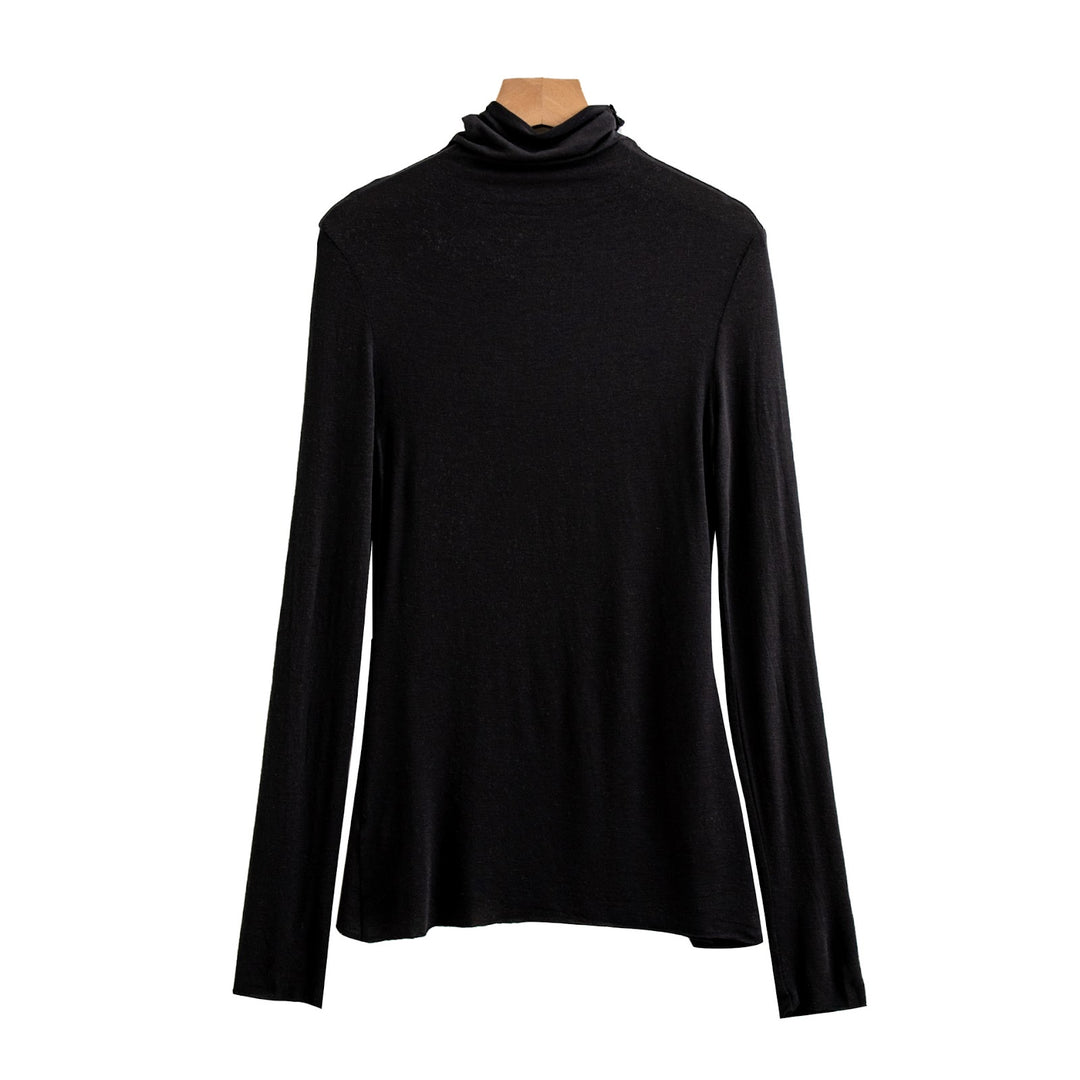Women's Long Sleeve Shirt with Stand-up Collar, Soft and Comfortable