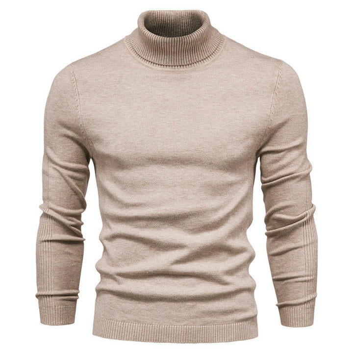 Men's turtleneck sweater, solid color, casual