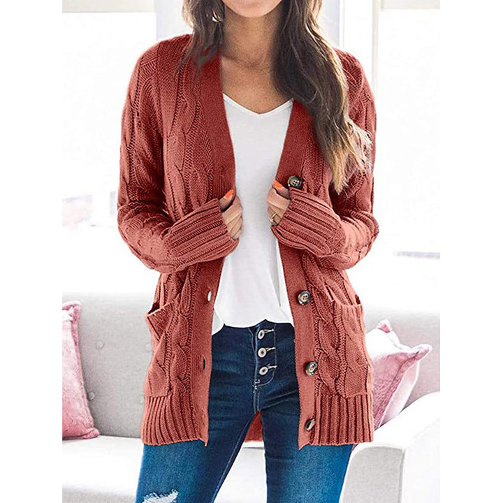 Knit jacket for women with chunky braid design and practical pockets Lune London