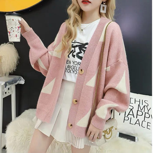 Casual knit jacket for women with geometric pattern and comfortable fit Amarae