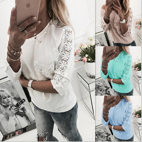 Haut Femmes Débardeur Épaule Dégagée avec Décoration en Dentelle et Coupe Lâche Chic & Stil