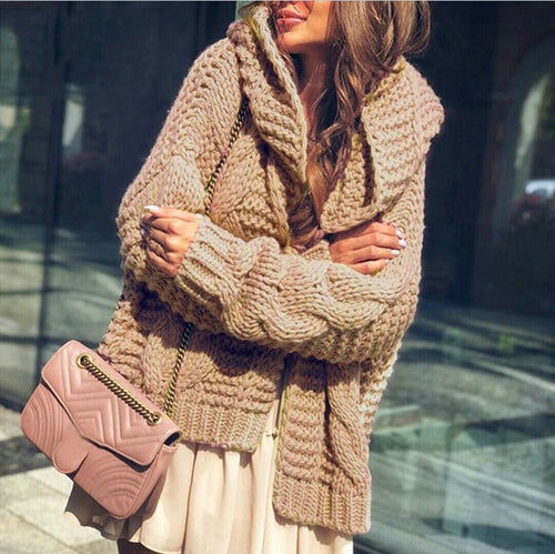 Cardigan en tricot épais pour femmes avec des manches volumineuses et une coupe décontractée Chic & Stil