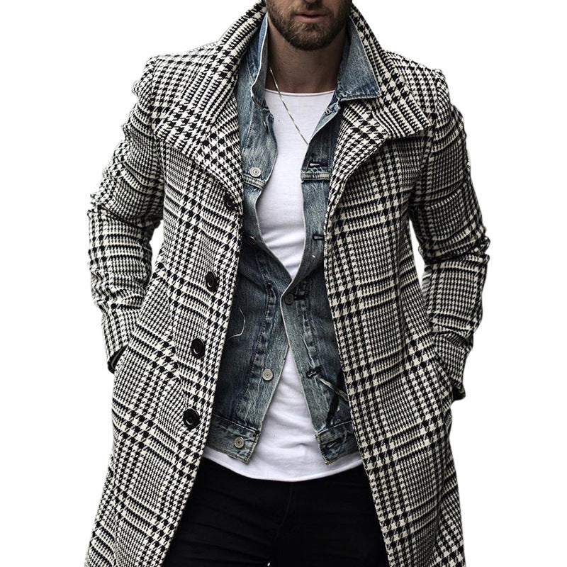 Men's Elegant Checkered Coat with Modern Details Amarae