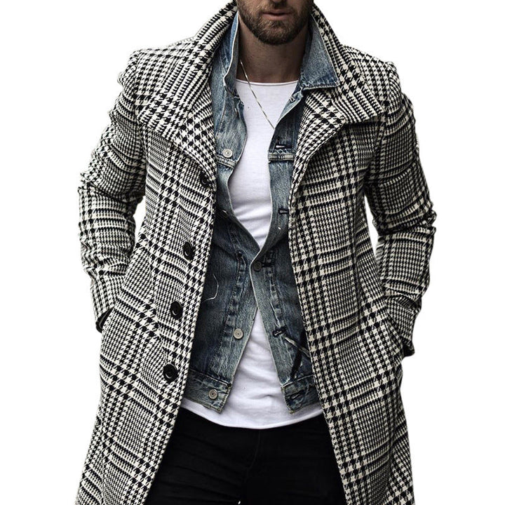 Men's Elegant Checkered Coat with Modern Details Amarae