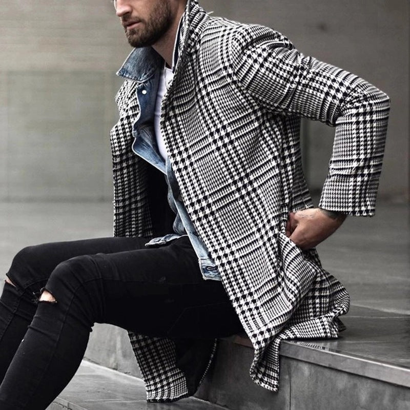 Men's Elegant Checkered Coat with Modern Details Amarae