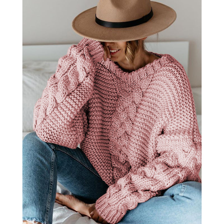 Chunky knit sweater for women with cable pattern and relaxed fit Lune London