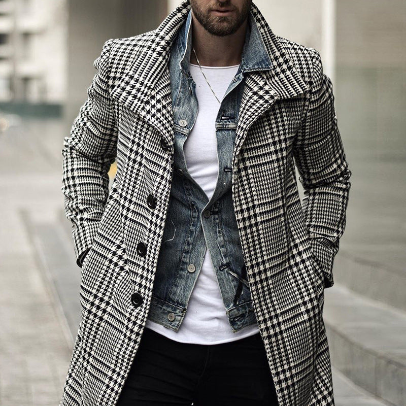 Men's Elegant Checkered Coat with Modern Details Amarae