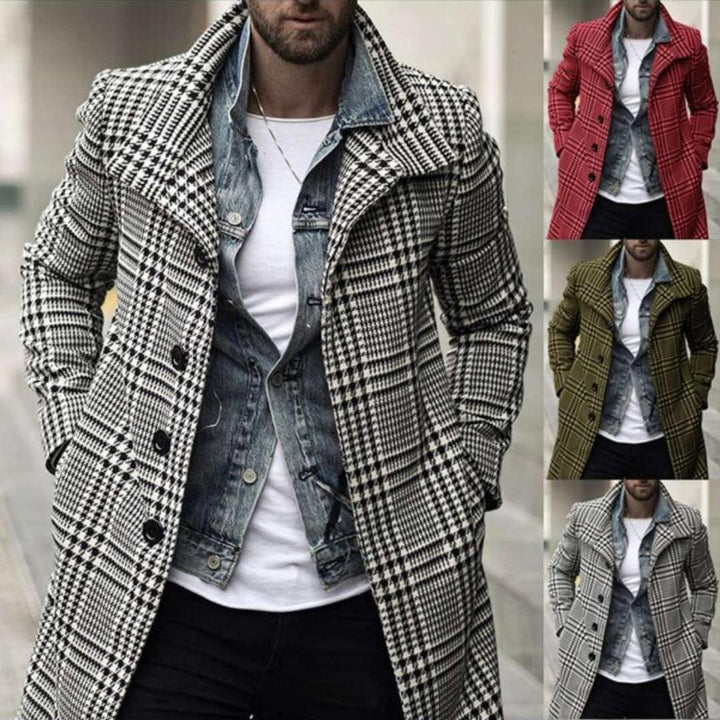 Men's Elegant Checkered Coat with Modern Details Amarae