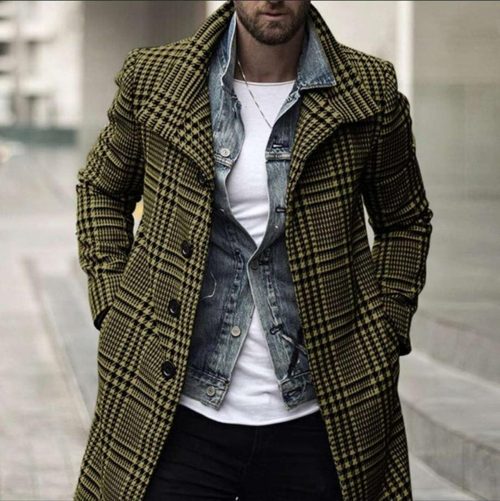 Men's Elegant Checkered Coat with Modern Details Amarae