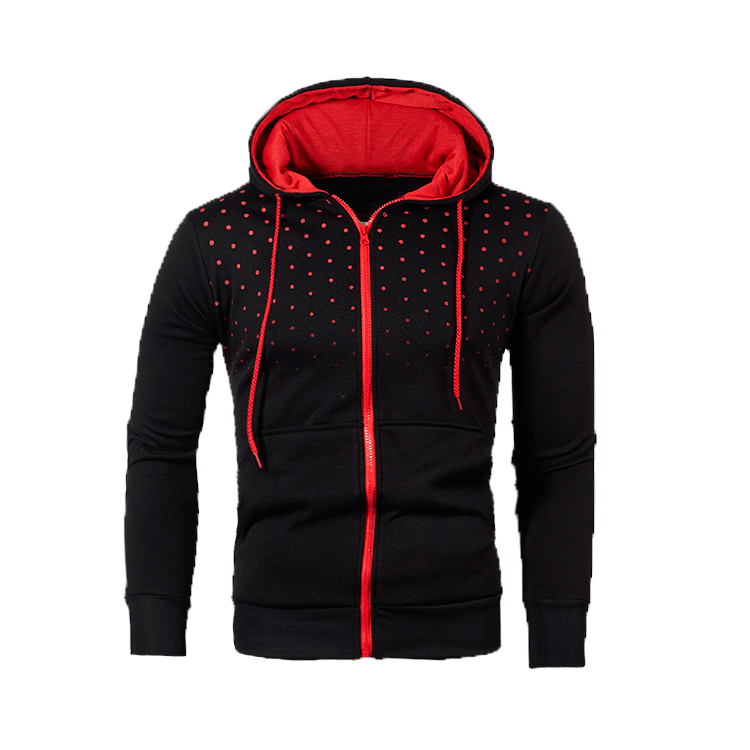 Men's Sporty Hooded Sweatshirt with an Innovative Raised Pattern and a Convenient Zipper Lune London