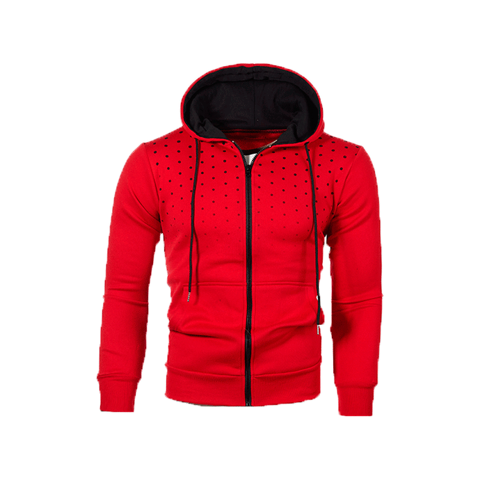 Men's Sporty Hooded Sweatshirt with an Innovative Raised Pattern and a Convenient Zipper Lune London