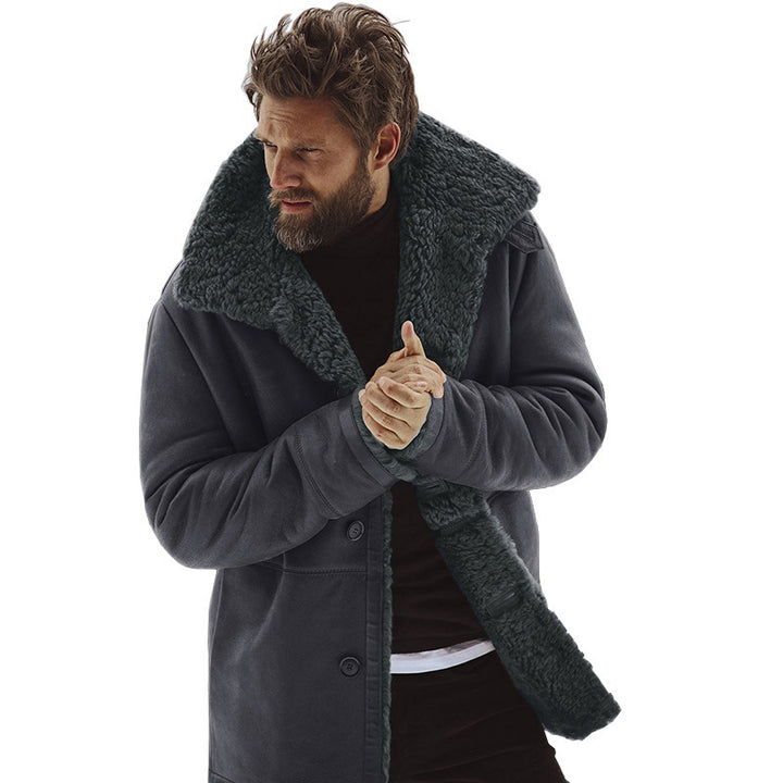 Men's fleece jacket with a soft faux fur collar and practical pockets Lune London