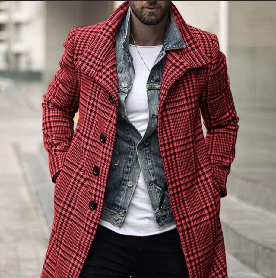 Men's Elegant Checkered Coat with Modern Details Amarae
