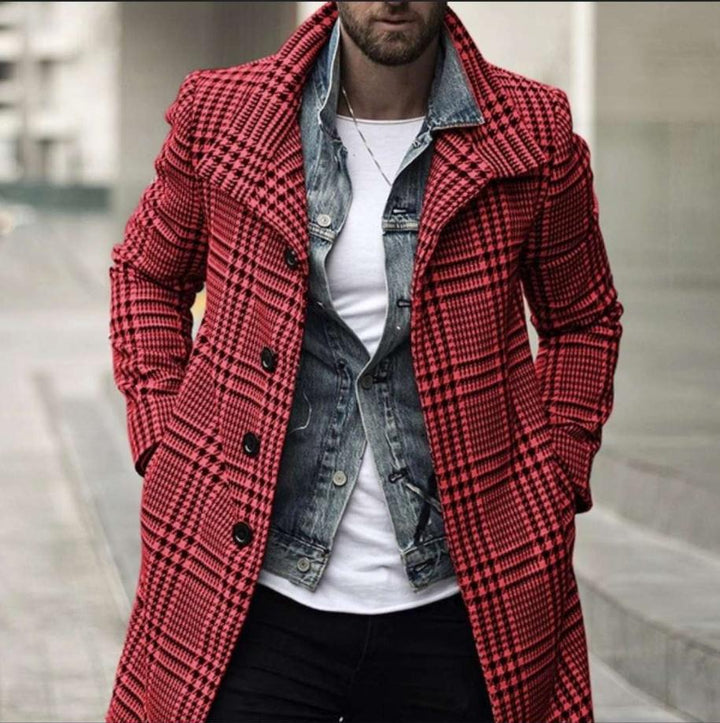 Men's Elegant Checkered Coat with Modern Details Amarae