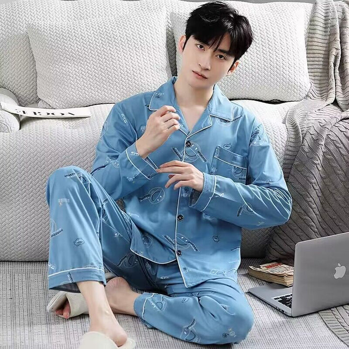 Men's Pajama Set, 100% Cotton, long-sleeved, buttoned