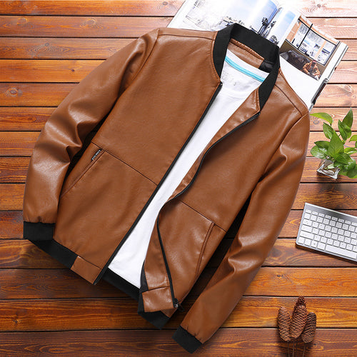 Elegant synthetic leather jacket for men with a modern fit and practical pockets Amarae