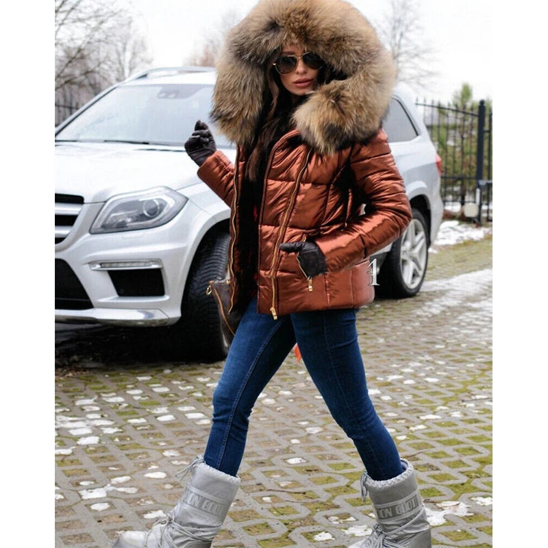 Amarae - Paris - Elegant jacket with faux fur lining, hood and collar
