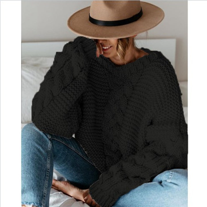 Chunky knit sweater for women with cable pattern and relaxed fit Lune London