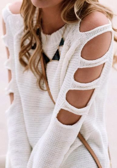 Knit sweater for women with off-shoulder details and shiny effect Lune London