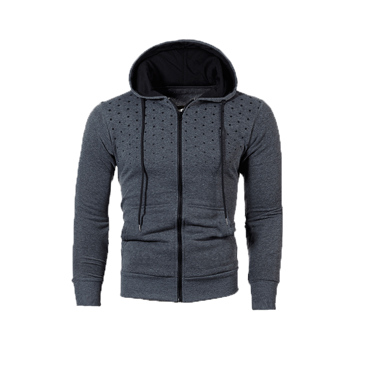 Men's Sporty Hooded Sweatshirt with an Innovative Raised Pattern and a Convenient Zipper Lune London