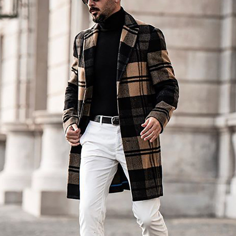 Classic checked coat for men in high-quality wool blend Amarae