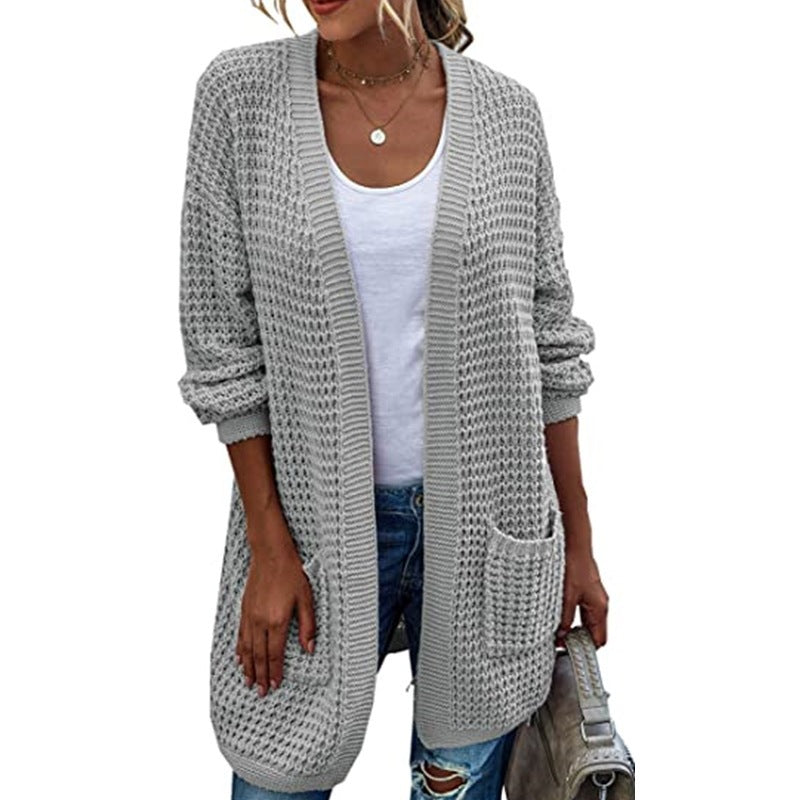 Thick knitted jacket for women with deep pockets and casual fit Lune London