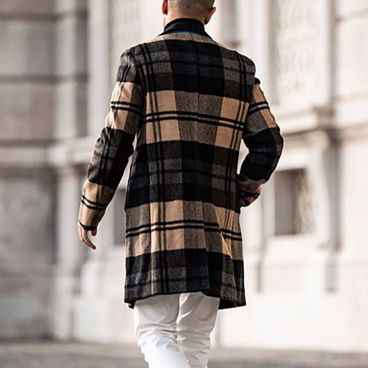 Classic checked coat for men in high-quality wool blend Amarae
