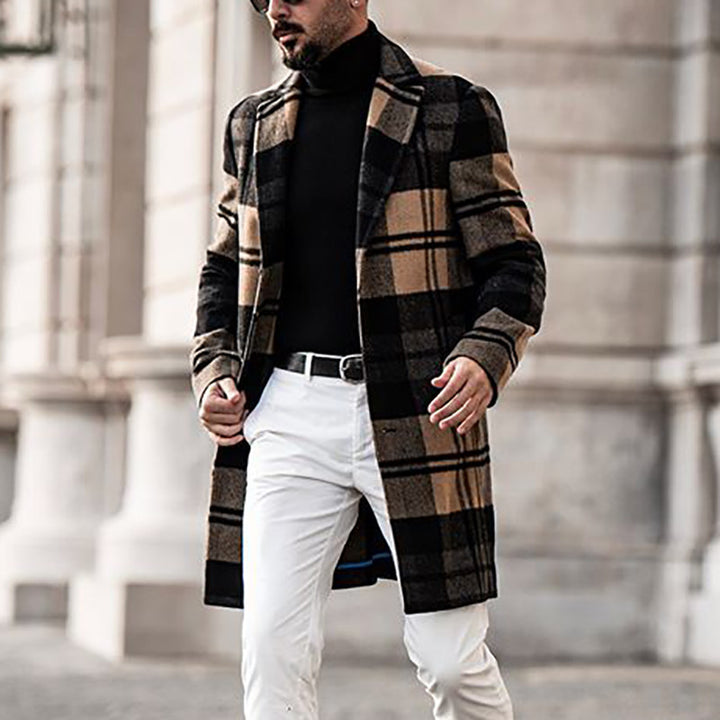 Classic checked coat for men in high-quality wool blend Amarae