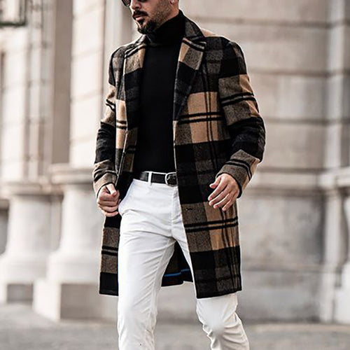 Classic checked coat for men in high-quality wool blend Amarae