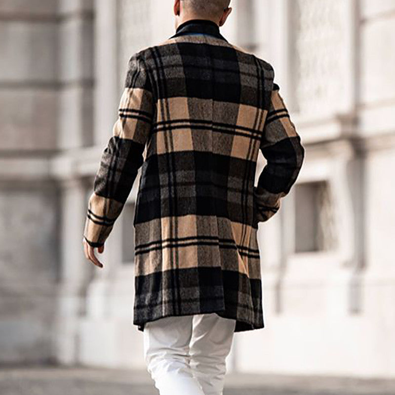 Classic checked coat for men in high-quality wool blend Amarae