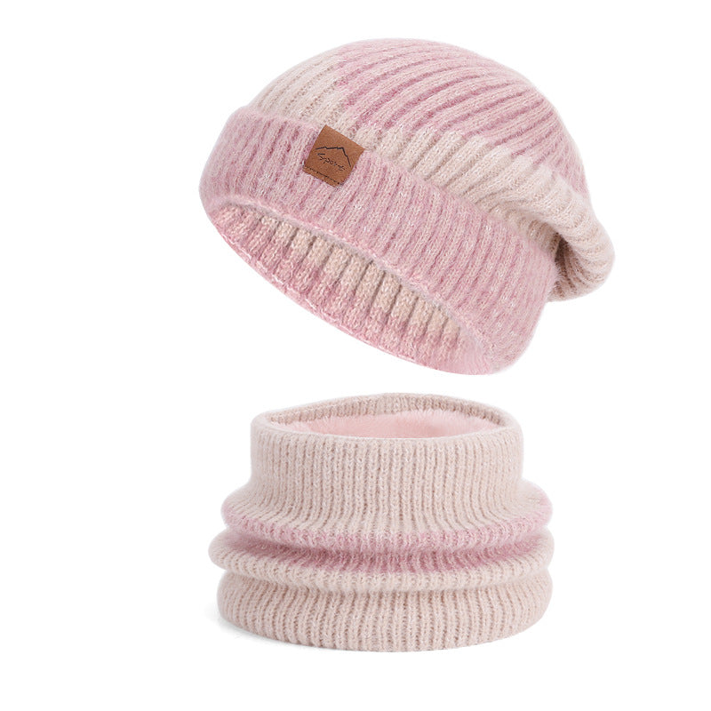 Two-piece set: knitted hat with ear protection and scarf