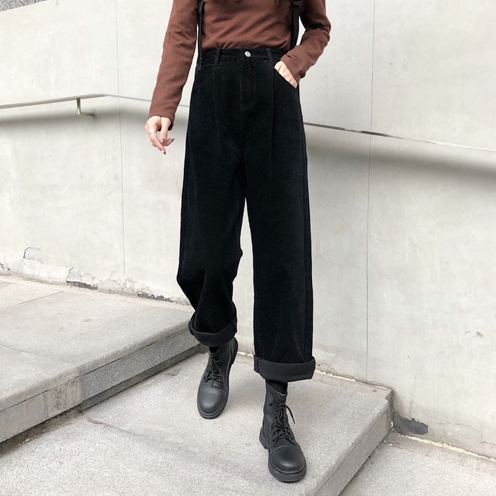Suit-style Cord Pants, wide cut