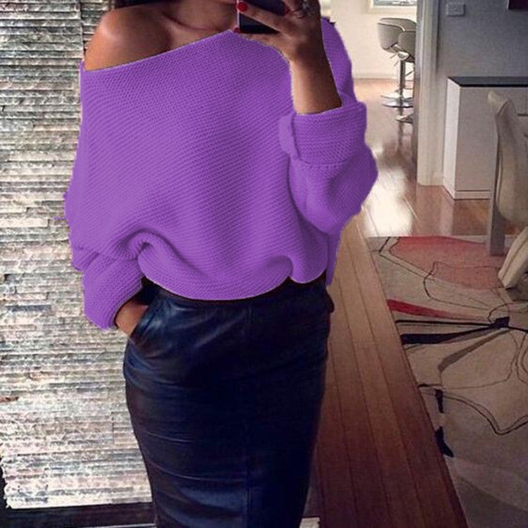 Casual women's sweater with loose fit and open shoulder Lune London
