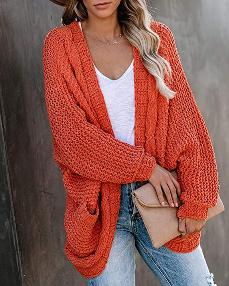Ladies Chunky Knit Cardigan with practical pockets and relaxed fit Lune London