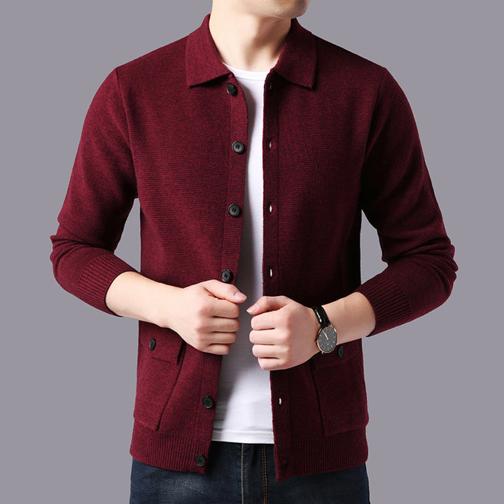 Elegant knitted jacket for men with modern buttons and practical pockets Lune London