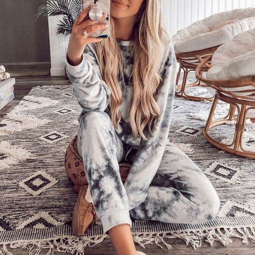 Women Comfortable Fleece Lounge Set with Elastic Waist Amarae