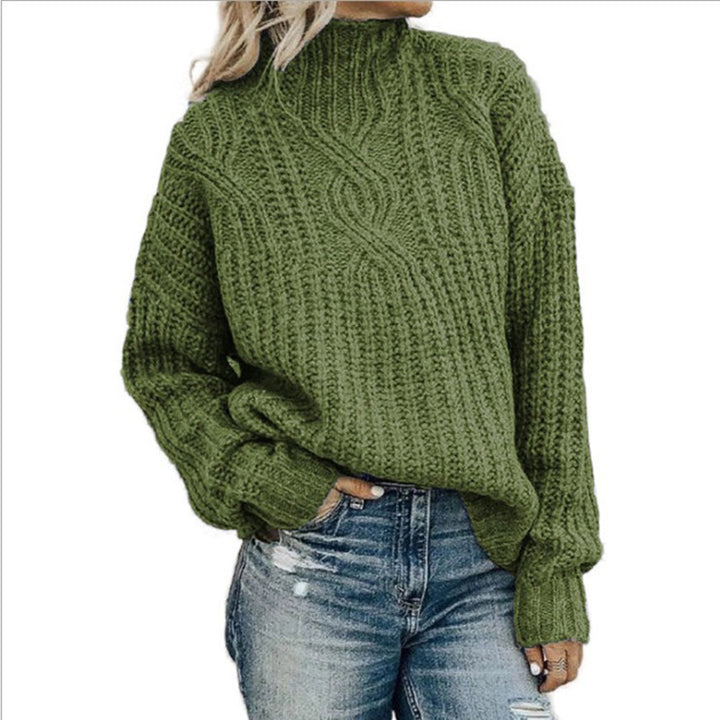 Chunky knit sweater for women with high collar and textured design Lune London