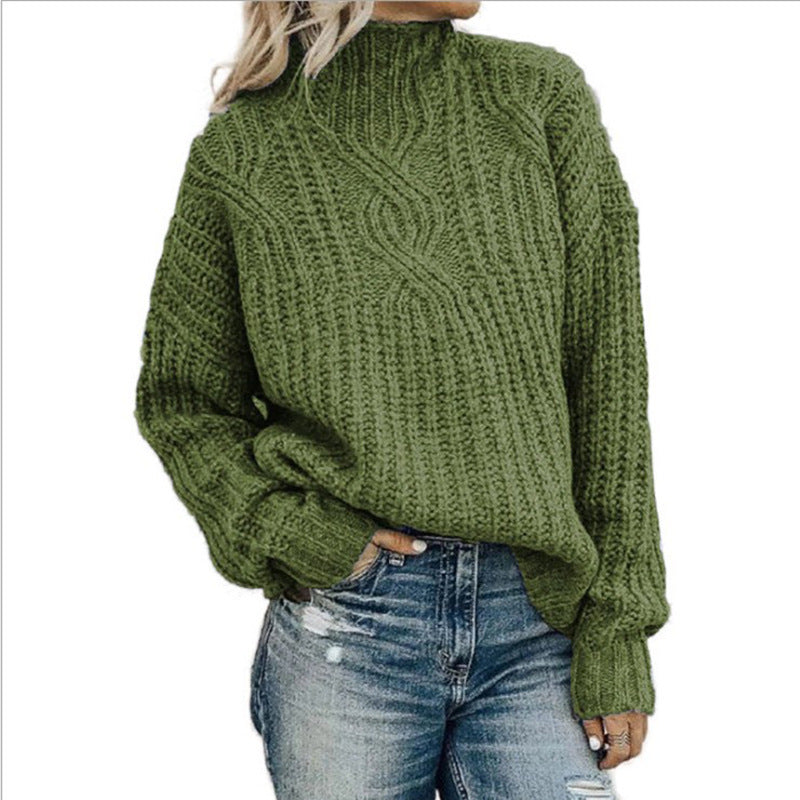 Pull en tricot pour femmes avec col haut et surface texturée Chic & Stil