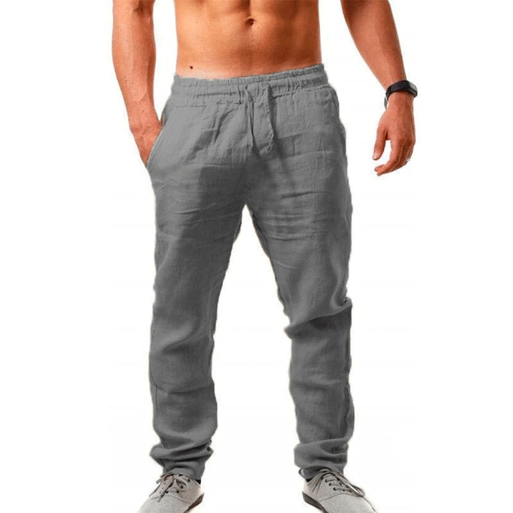 Casual linen pants for men with elastic waistband and side pockets Lune London