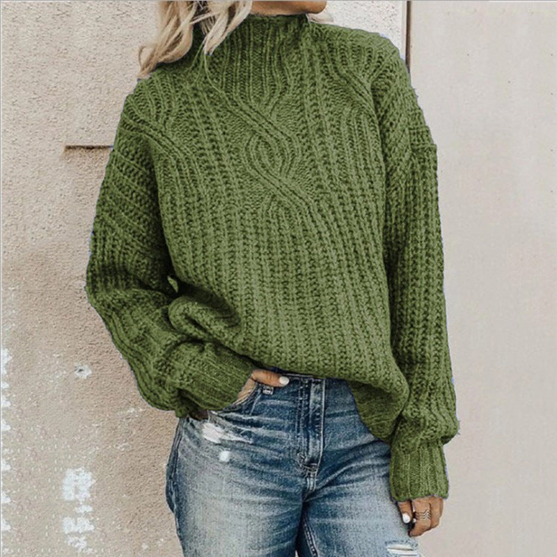 Pull en tricot pour femmes avec col haut et surface texturée Chic & Stil