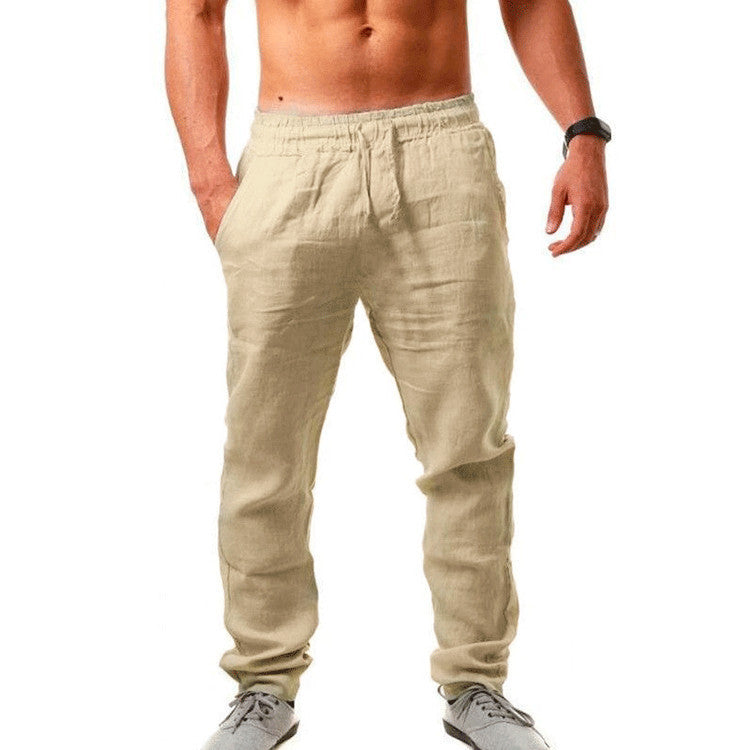 Casual linen pants for men with elastic waistband and side pockets Lune London