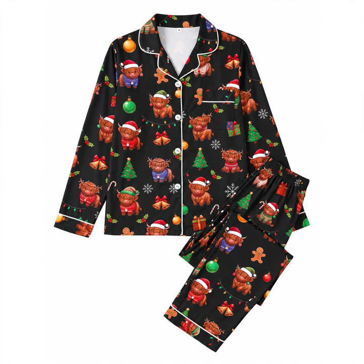 Women's Loungewear, Long Sleeve, Christmas Motif, Milk Silk